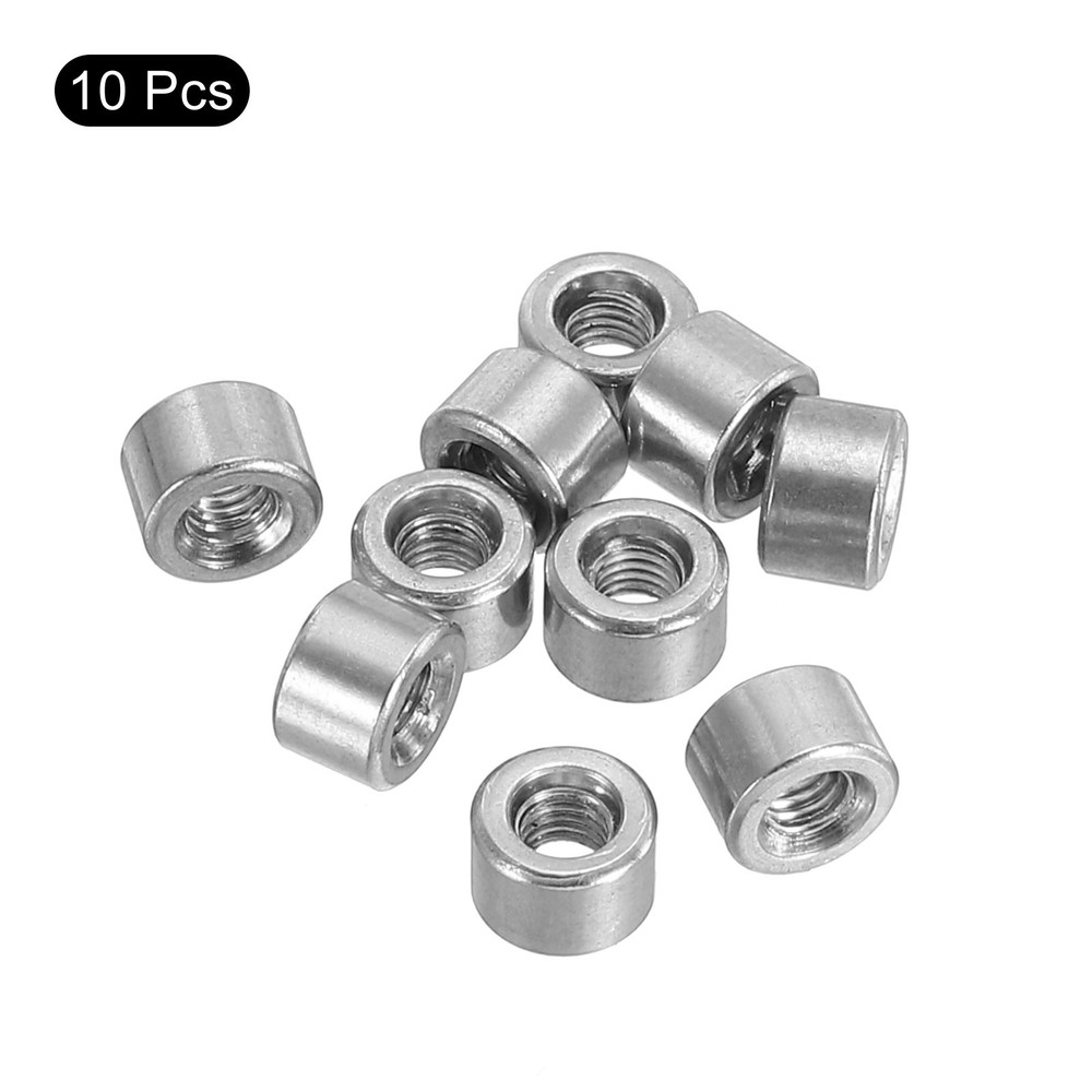 10Pcs Round Connector Nuts, M3x4x6mm Coupling Nut Sleeve Rod Bar Stud Nut