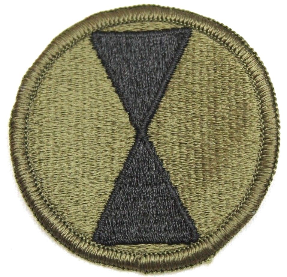 US Army 7th Infantry division patch green subdued 3" each P7167
