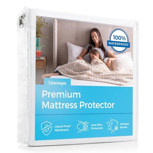 Premium Mattress Protector - White - King Size - Breathable Polyester -
