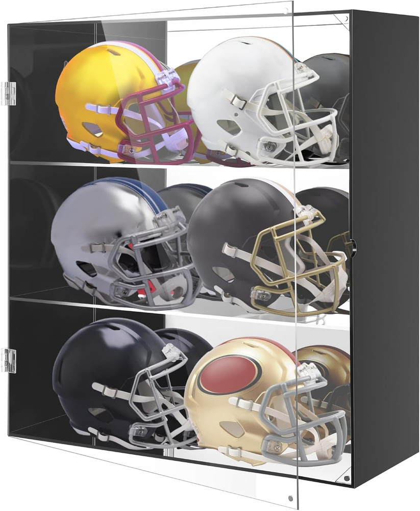 Mini Helmet Display Case Acrylic Wall Mount Cabinet