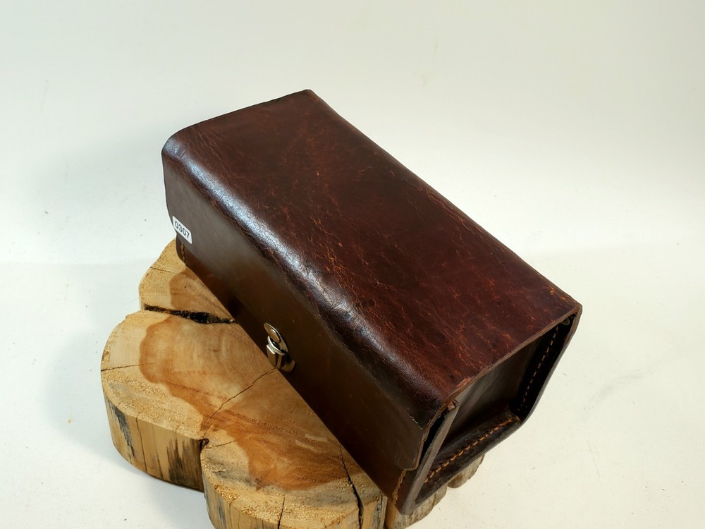 Antique leather ammunition box