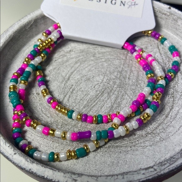 Stackable Multicolor Stretch Seed Bead Bracelets 3 pack Set Birthday Sprinkles