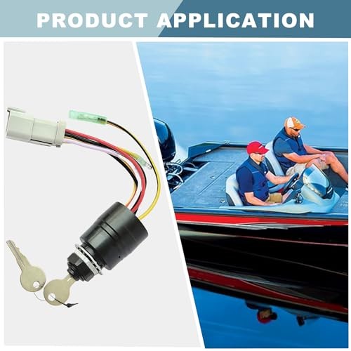 129572 Ignition Switch with 2 Key Compatible with Tracker Boats, 2 Keys 3