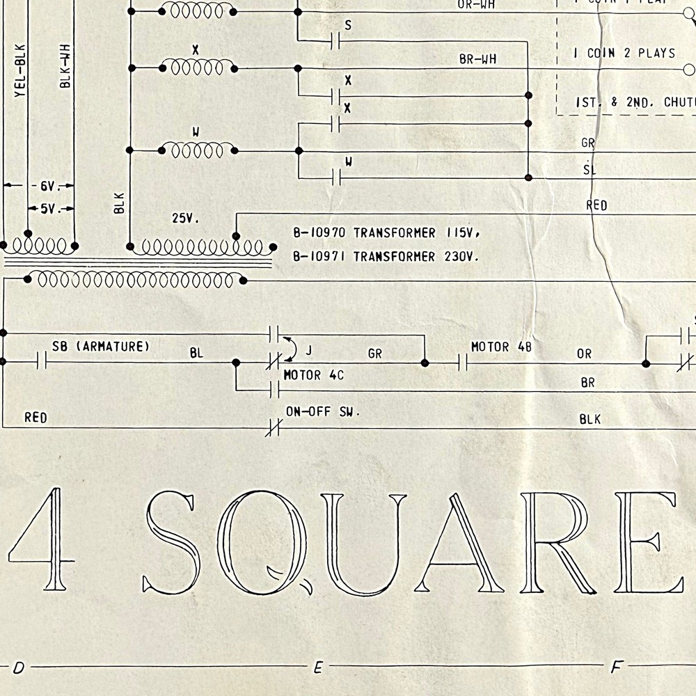 Gottlieb 4 Square Pinball Machine Game Manual Schematics ORIGINAL