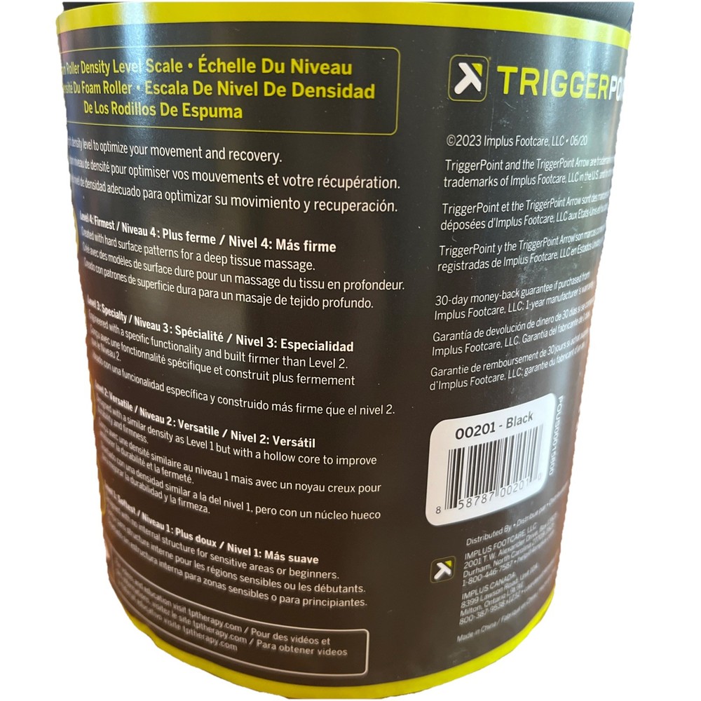 TriggerPoint GRID Foam Roller Black High Density Muscle Recovery NEW