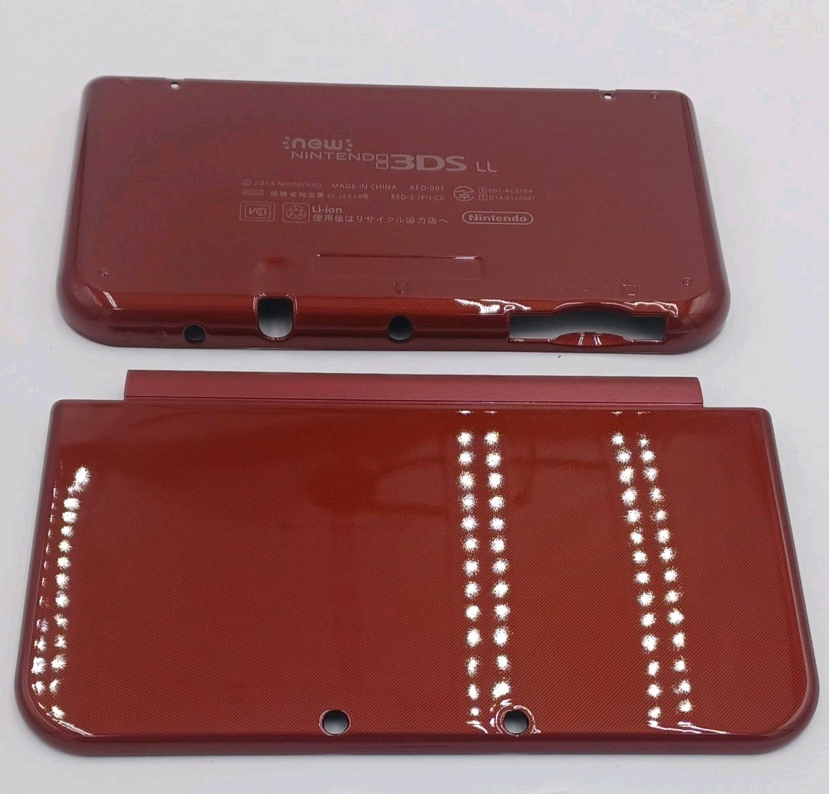 New Nintendo 3ds Xl LL Red Replacement Shells Front/Rear + Rubbers+Screws+Label
