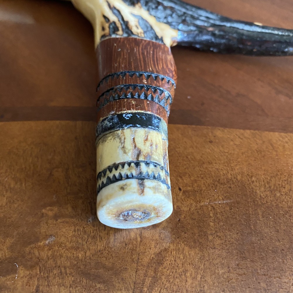 Vintage cane deer antler handle .