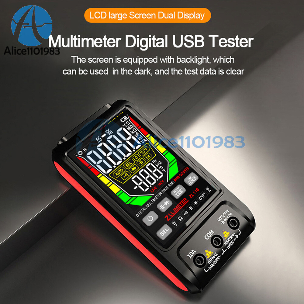Digital Smart Multimeter AC DC Voltmeter Ammeter Resistance Ohm Meter 9999 Count