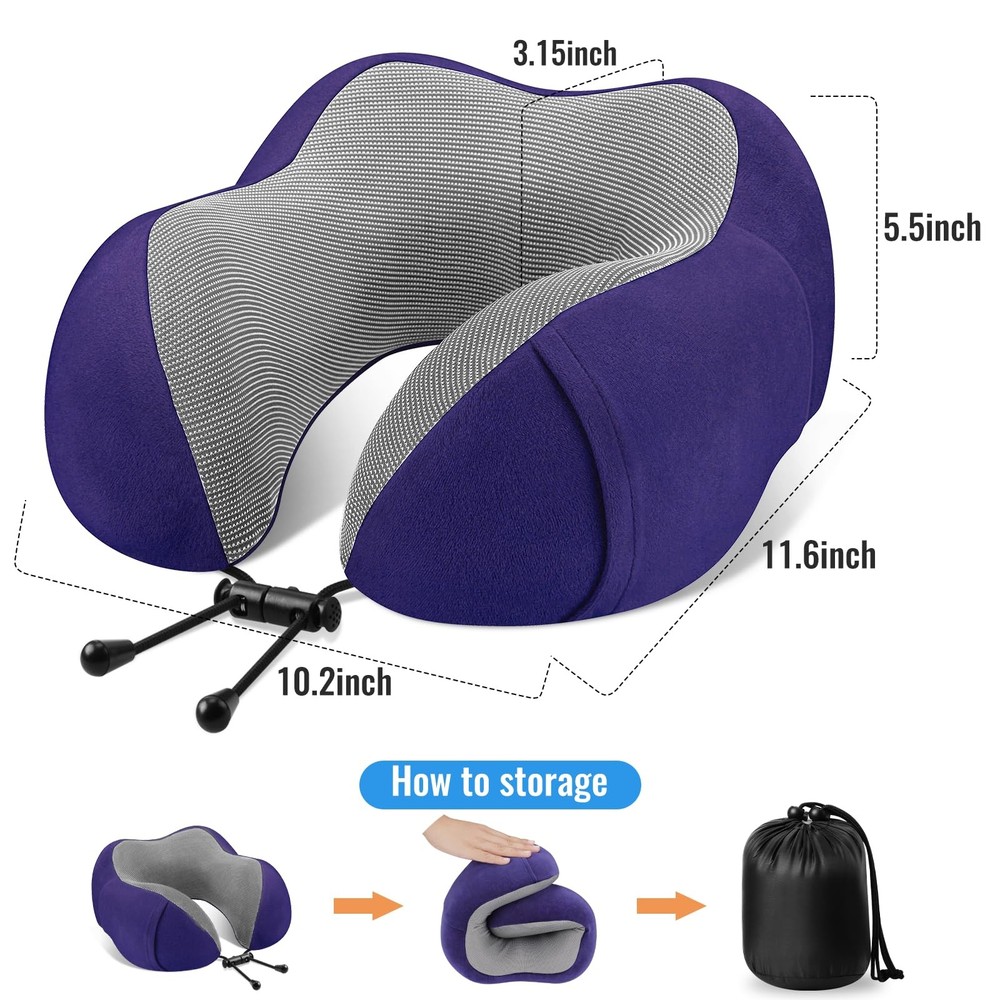 CloudBliss Travel Pillow Premium Memory Foam, Comfortable Supportive Neck