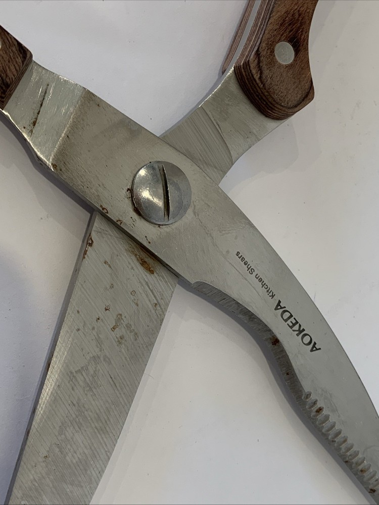 Aokeda CHEF KITCHEN SHEARS Scissors Spring Loaded Wood Handles