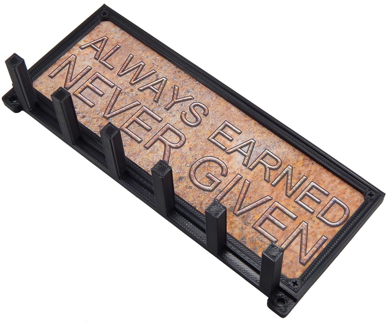 Always Earned Never Given Sports Race Medal Display Rack Holder Hanger Organizer