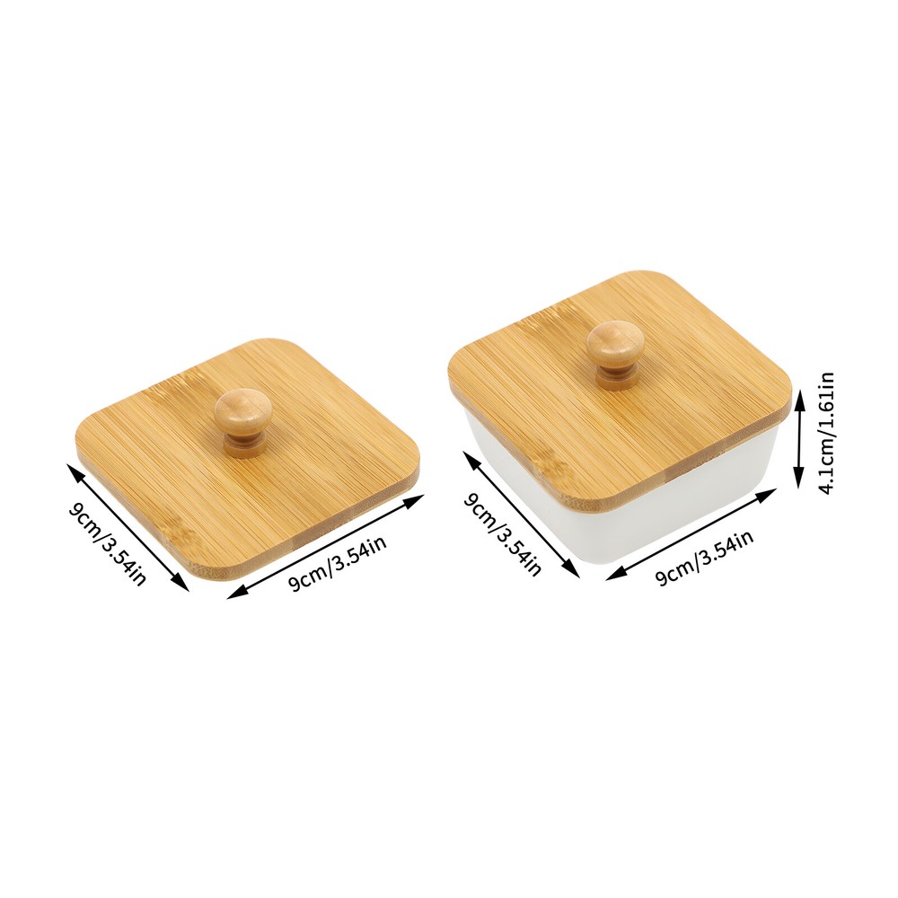 Ceramic Snack Serving Tray Set with Bamboo Lids - 6 Piece Platter