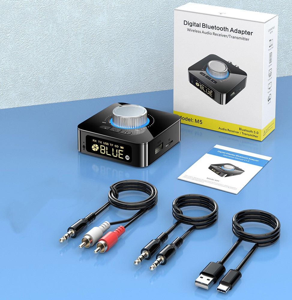 Bluetooth 5.0 Transmitter Receiver 2 IN 1 Wireless Audio 3.5mm Jack Aux Adapter