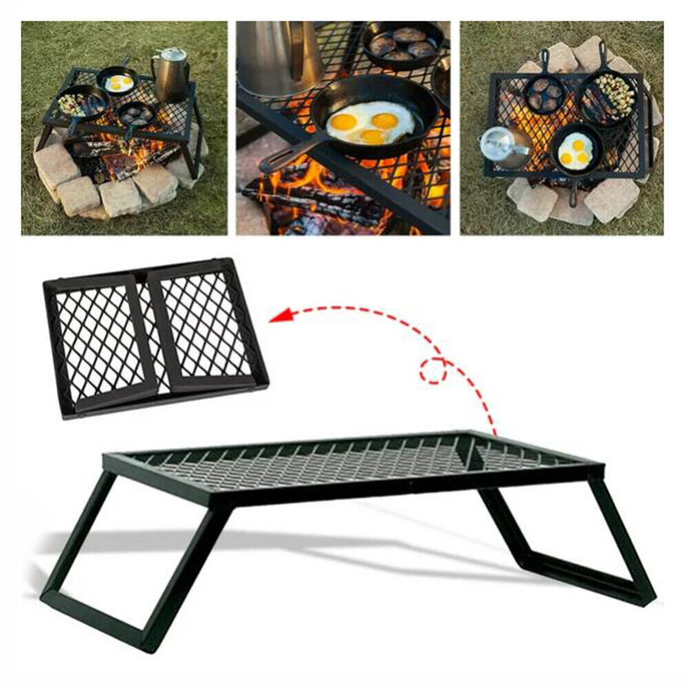 Camping Grill Fire Pit Grate Campfire Cooking Portable Stand Equipment Foldable