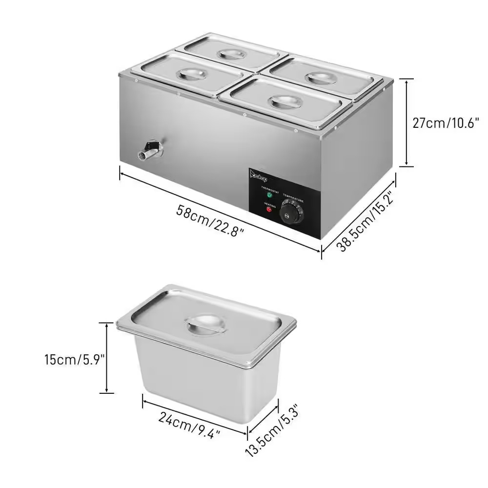 20 Qt. Stainless Steel Buffet Server with 4 Crocks