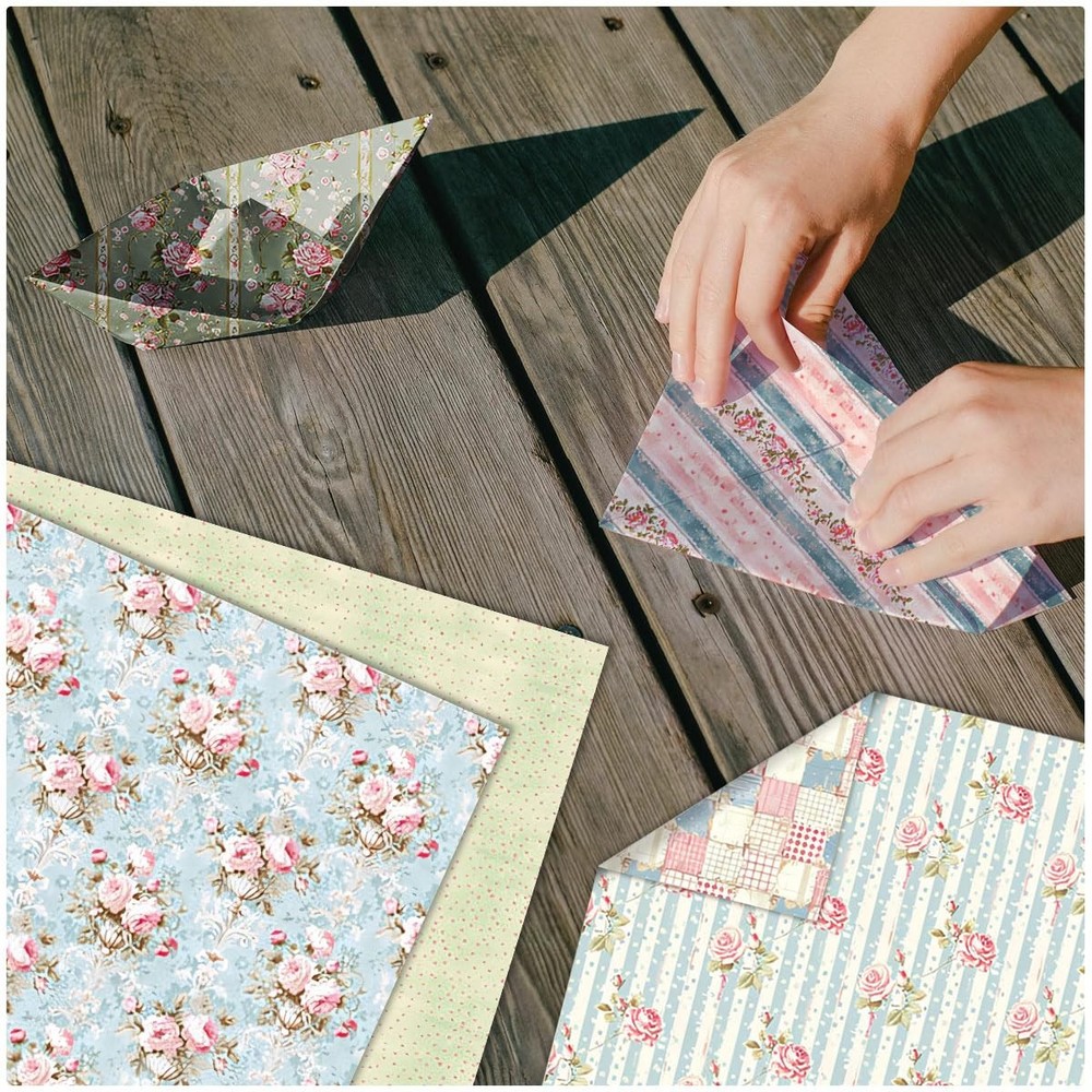 Scrapbook Paper Pad 12×12,Floral Double-Sided Pattern Designer Planner Junk J...
