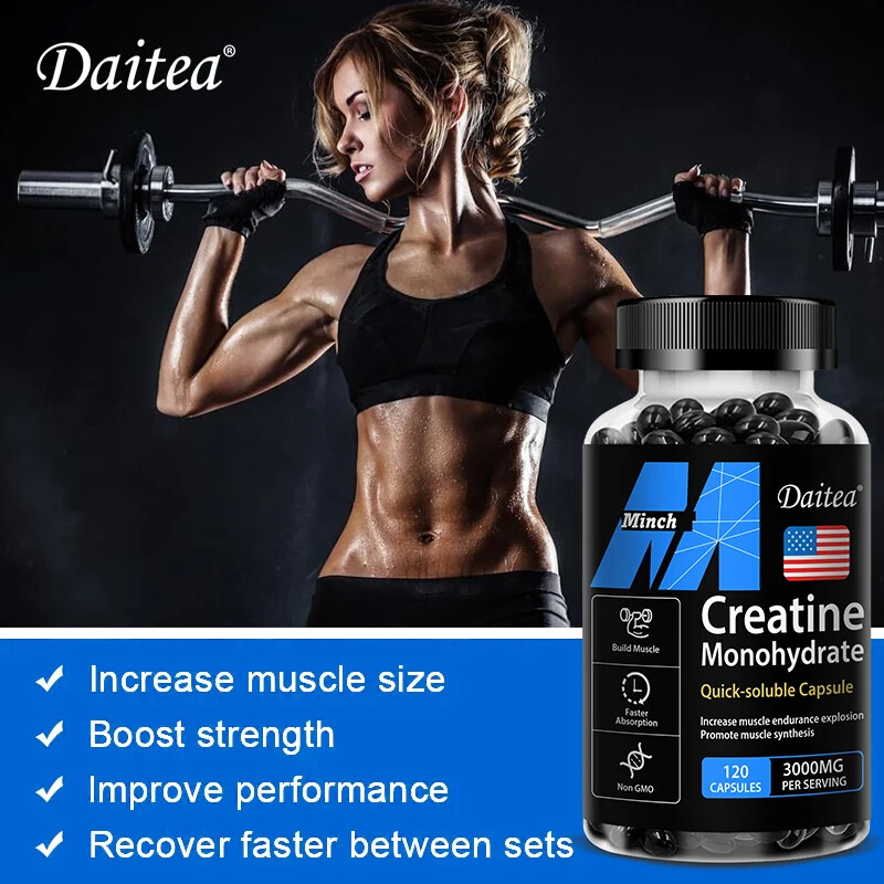 Creatine Monohydrate Capsules - 120 Capsules, 3,000mg per Serving
