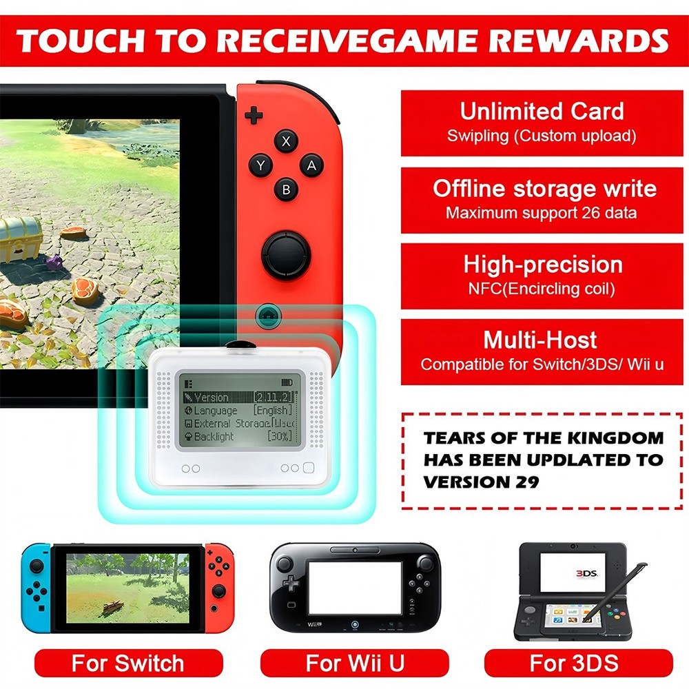 For Amiibo NFC Tag Emulator Bluetooth-Compatible Emulator for Nintendo Switch