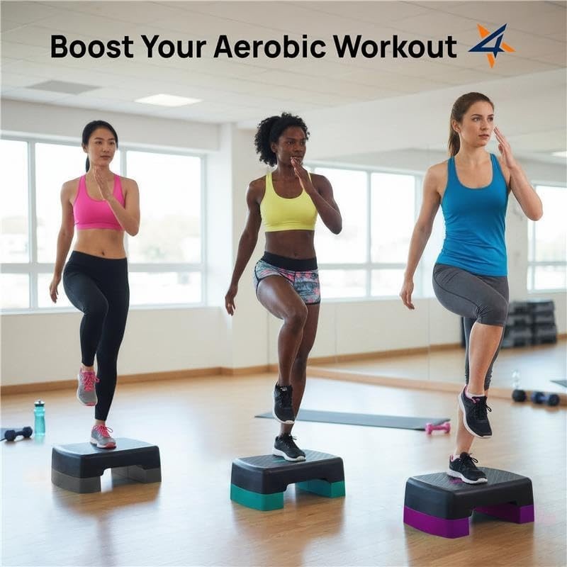 Compact Aerobic Step Platform with Adjustable Risers for Ultimate Home Workouts
