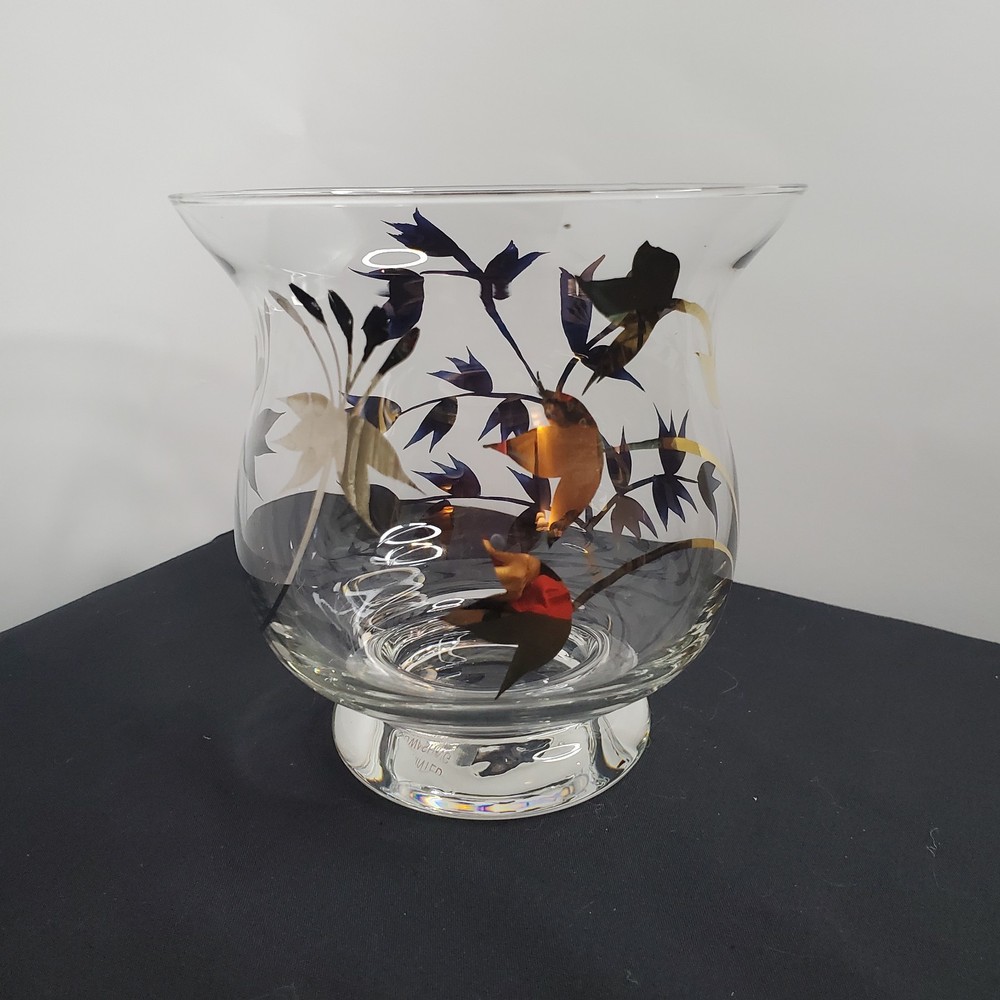 Glass Vase With Leaf Prints