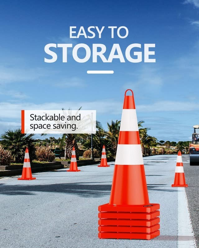 High Visibility 28" Traffic Cones - Reflective Collars