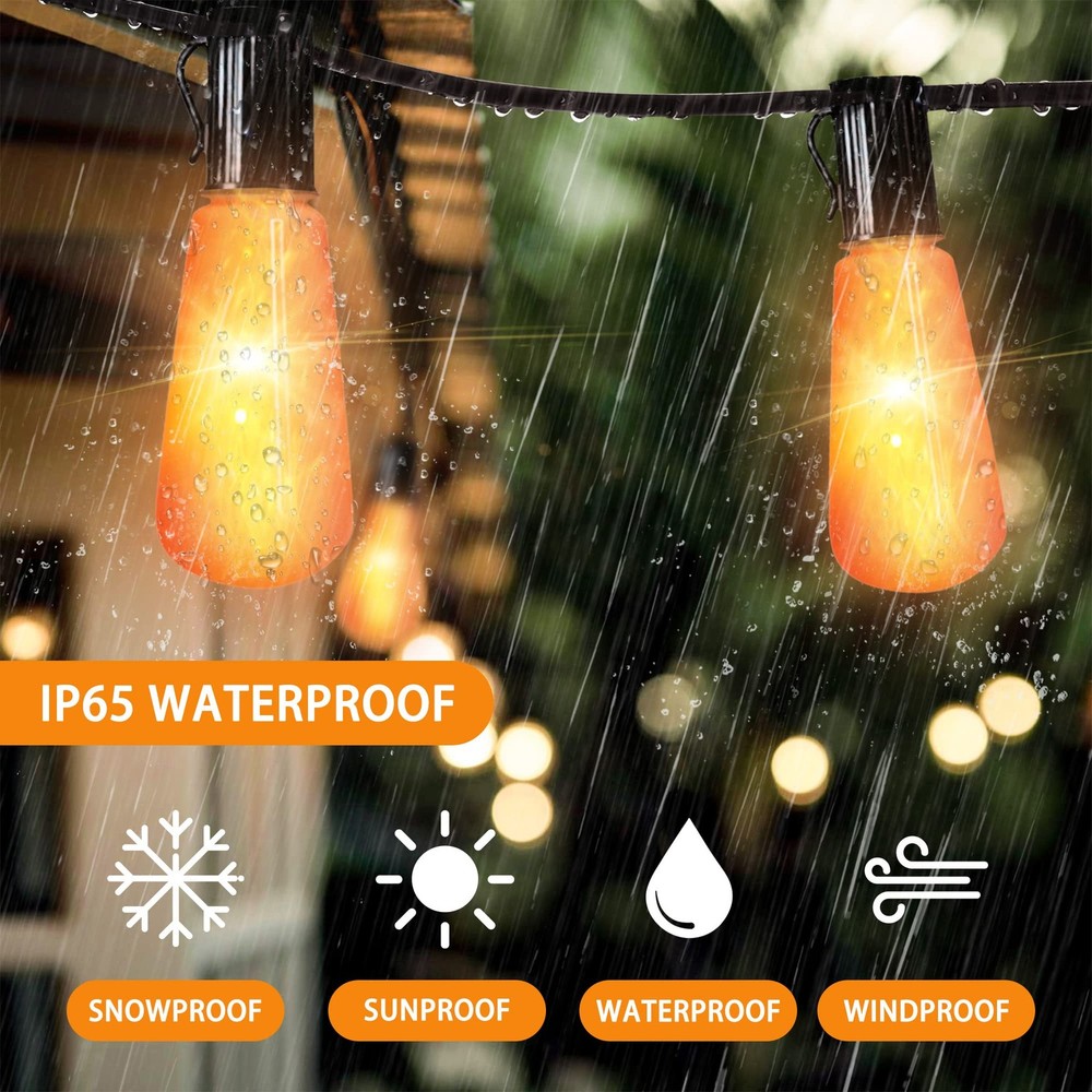 Flickering Flame String Lights,22Ft 20LED Lights for Outside,Plug in Garden L...
