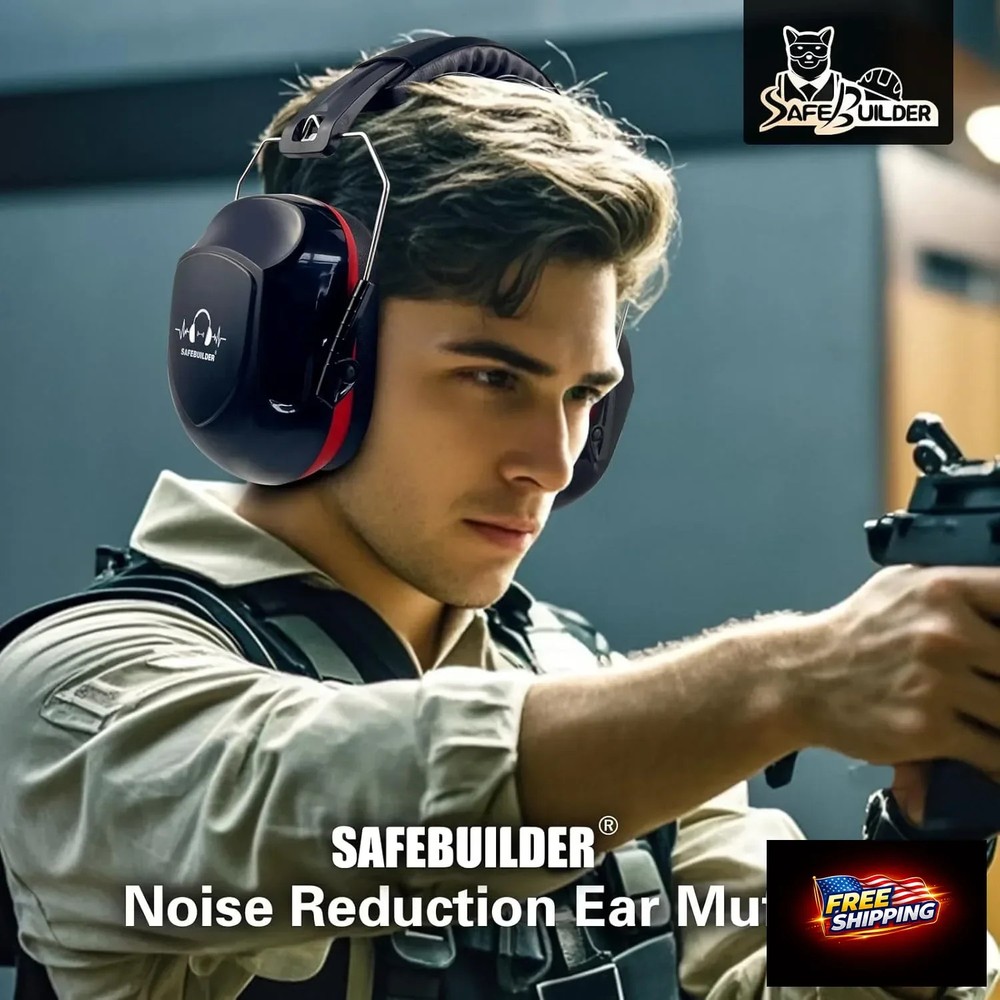 Safety Ear Muffs 33dB Noise Reduction ANSI Adjustable Hearing Protection