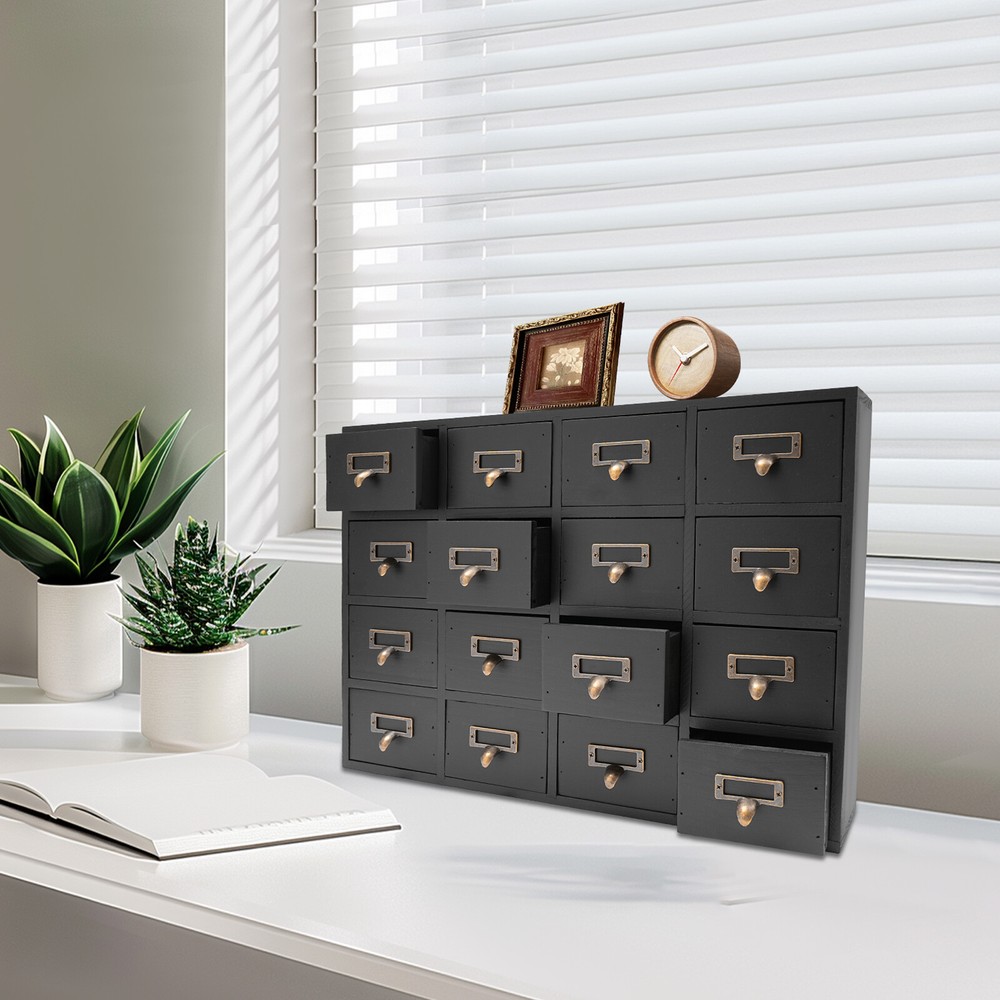 Rustic 16-Drawer Storage Cabinet for Home Organization and Essentials