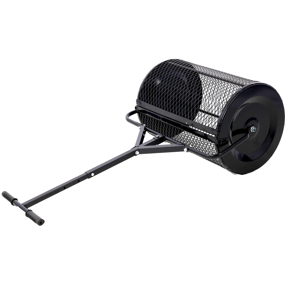 Peat Moss Spreader Metal Mesh Basket with Handle Compost Seeding Spreader Roller