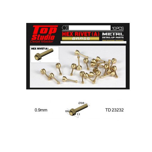 Top Studio 0.9mm Hex Rivets Ver. A #Brass (10pcs)