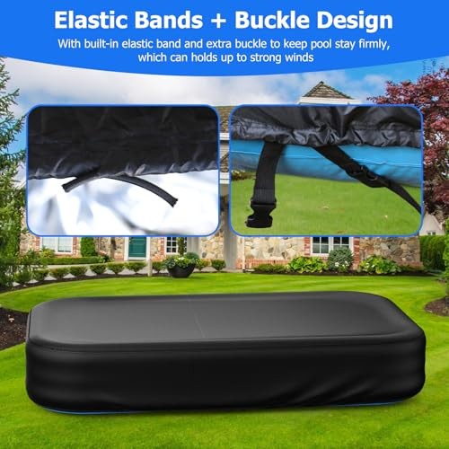 Rectangular Pool Cover for Inflatable Pool, Fits Blow Up Pool Size 120" L x