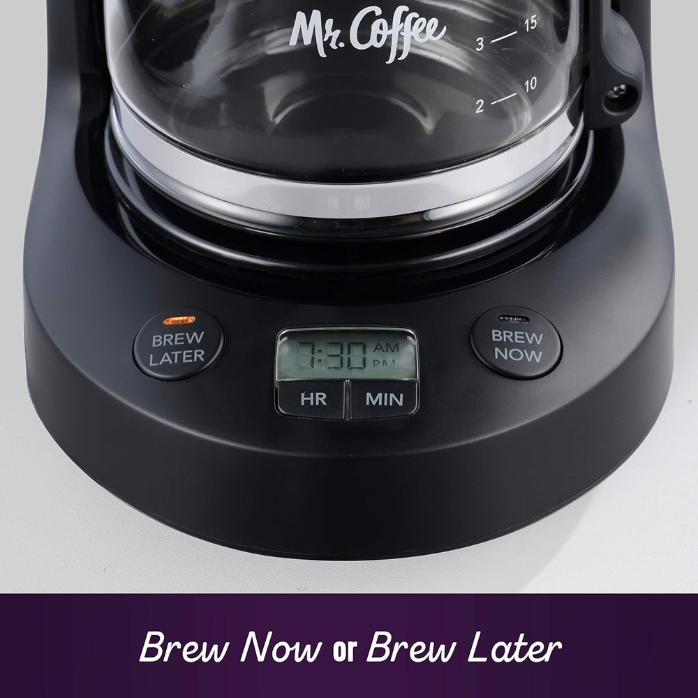 Programmable 5-Cup Coffee Maker for Small Spaces with Reusable Filter & Carafe