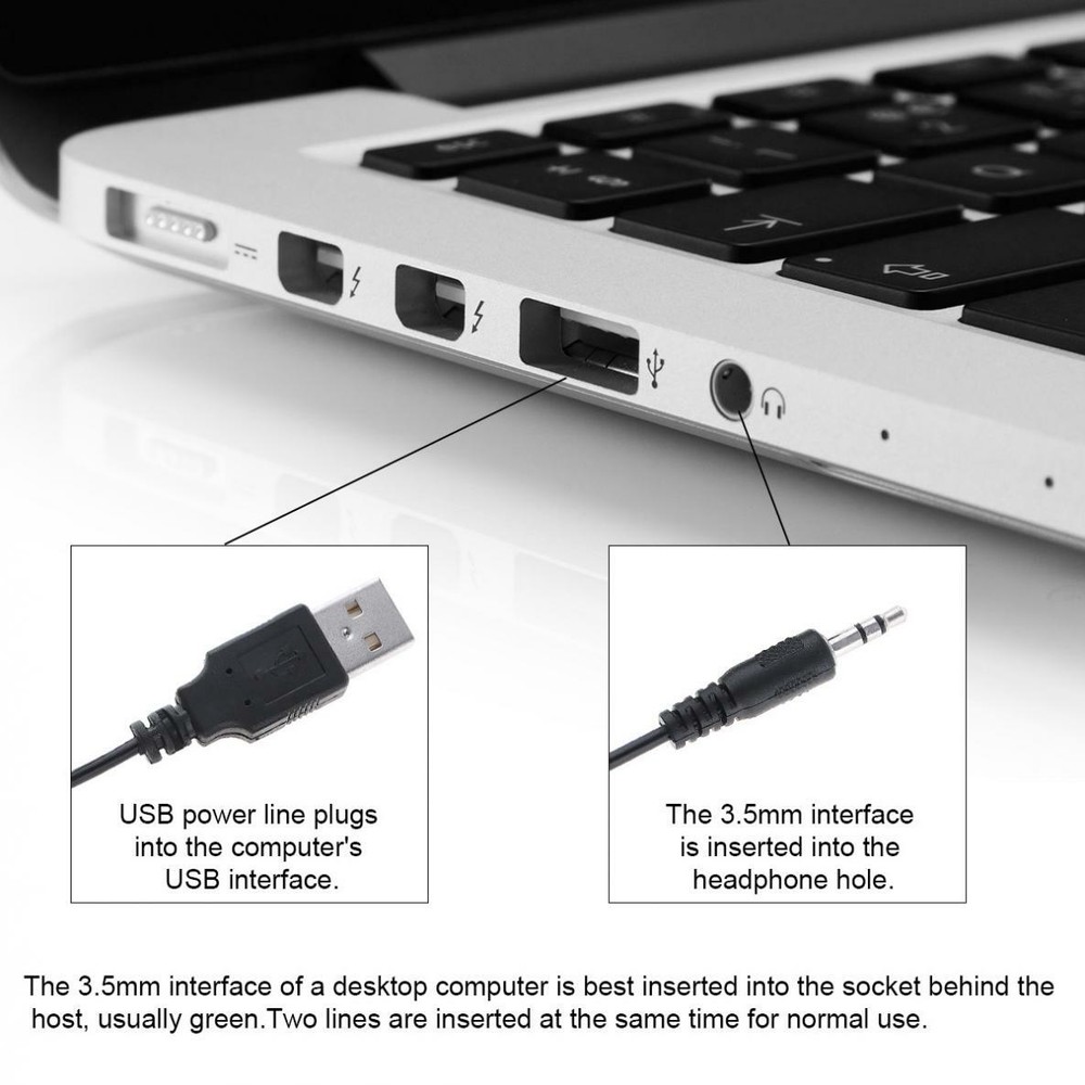 Mini USB Power Wired Computer Speakers Stereo 3.5mm Jack For Desktop PC Laptop