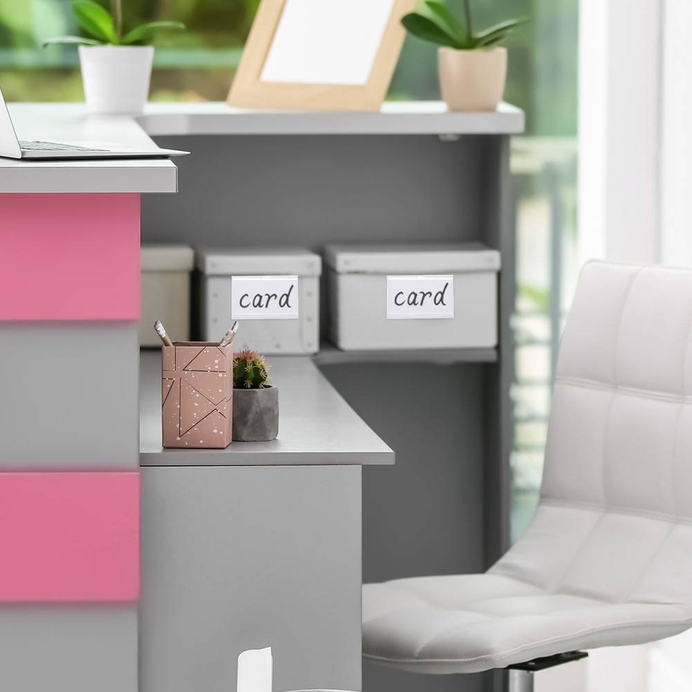 60Pcs 3.9x1.7" Wire Shelf Label Holders with Paper