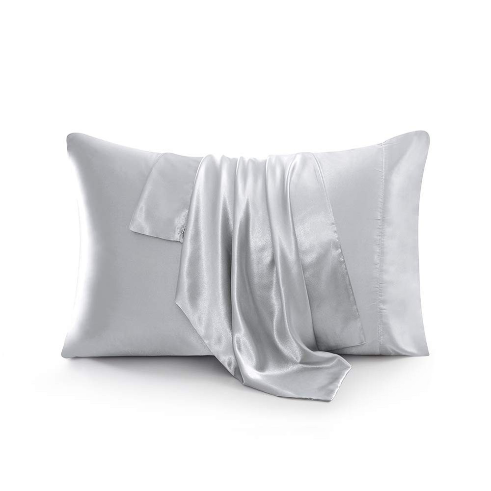 Satin Bed Sheets Full Size Sets, Silver Grey Silk Sheets, 4 - Pieces Soft Bed...