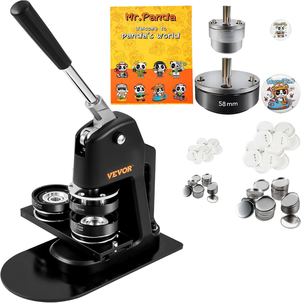 Button Maker Machine, Multiple Sizes 1+2.25 Inch Badge Punch Press Kit, Children