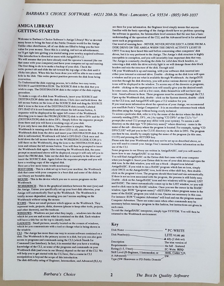 Barbara's Choice for Commodore Amiga and C64/C128 Computers '92 Software Catalog