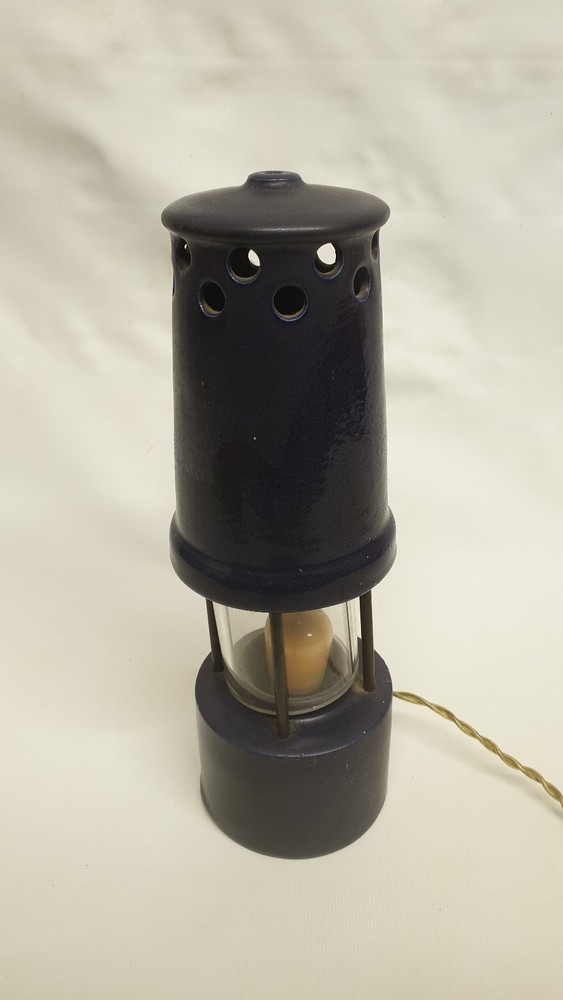 Ceramic Mains Powered Miners Lamp Cottage Light Etc Blue