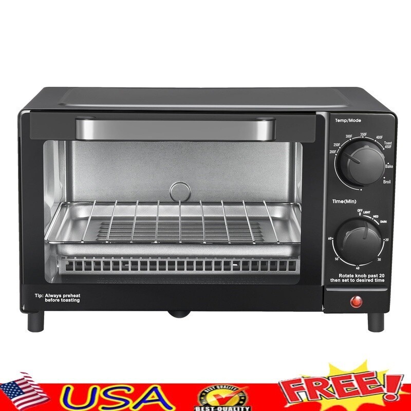 4 Slice Toaster Oven Baking Rack Pan Adjustable Timer 1050W Multi Function New