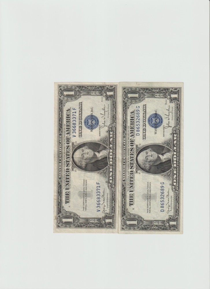 2 Lightly Circulated 1935-D Silver Certificates