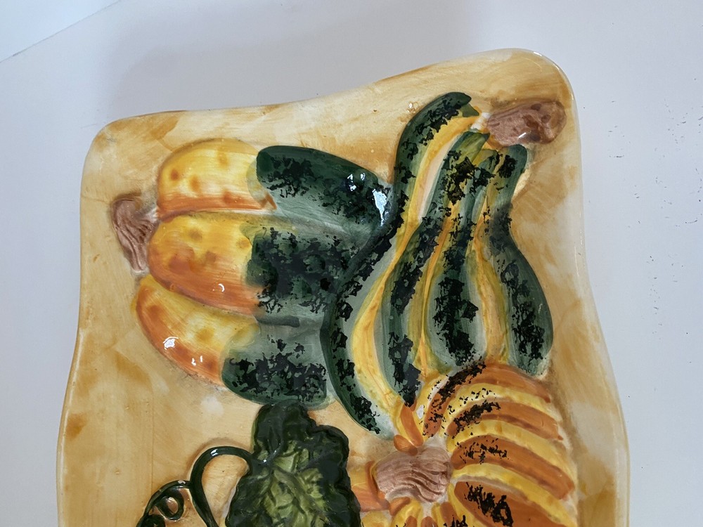 Ceramic Fall Harvest Pumpkin Rectangle Serving Platter Cardinal Inc 17 X 7
