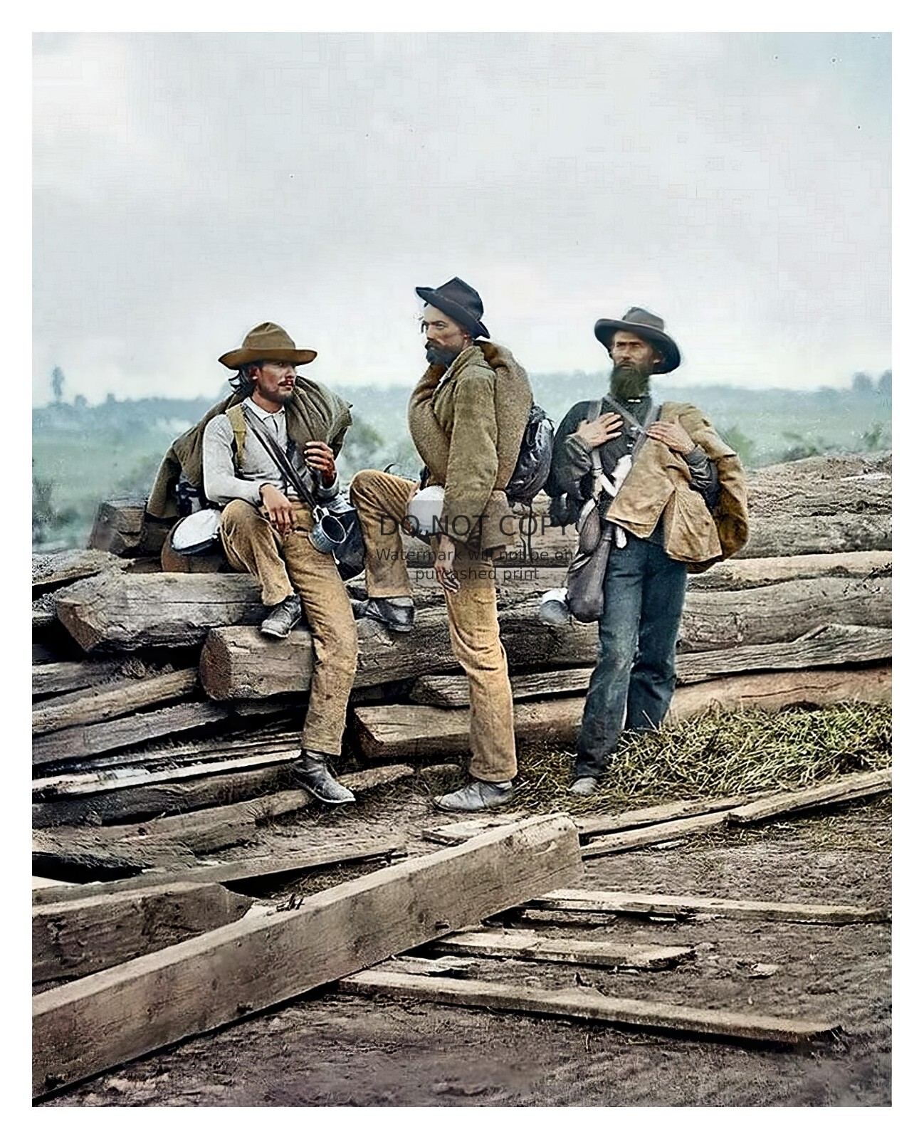 CONFEDERATE SOLDIERS PRISONERS OF BATTLE OF GETTYSBURG 8X10 COLORIZED PHOTO