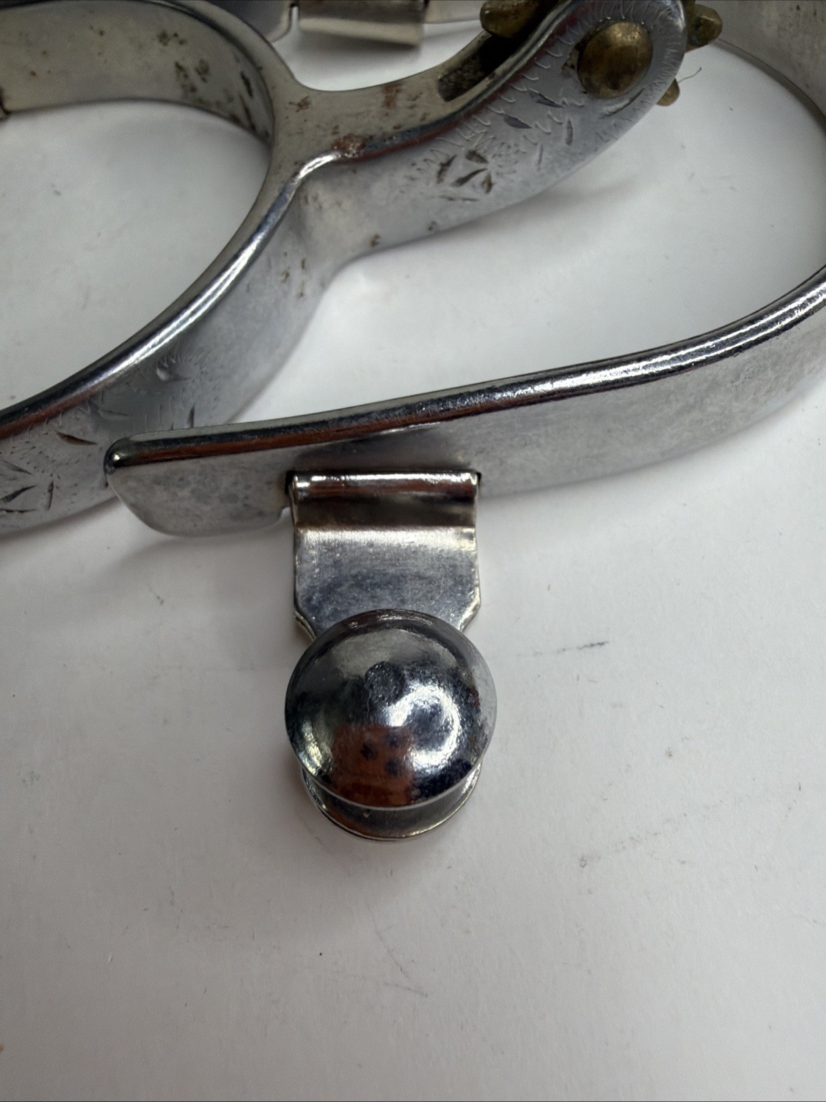 Vtg Western Equestrian Riding Spurs Button Rowels