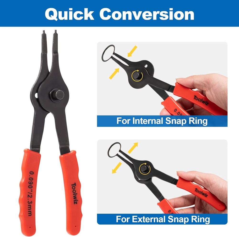 Snap Ring Pliers Set, 10 Pcs Internal & External Retaining Ring Circlip C Clip