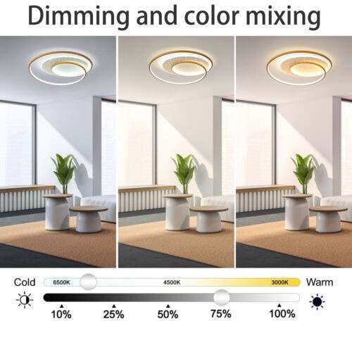 Modern LED Ceiling Light Dimmable Pendant Lamp Flush Mount w/Remote Control 51W