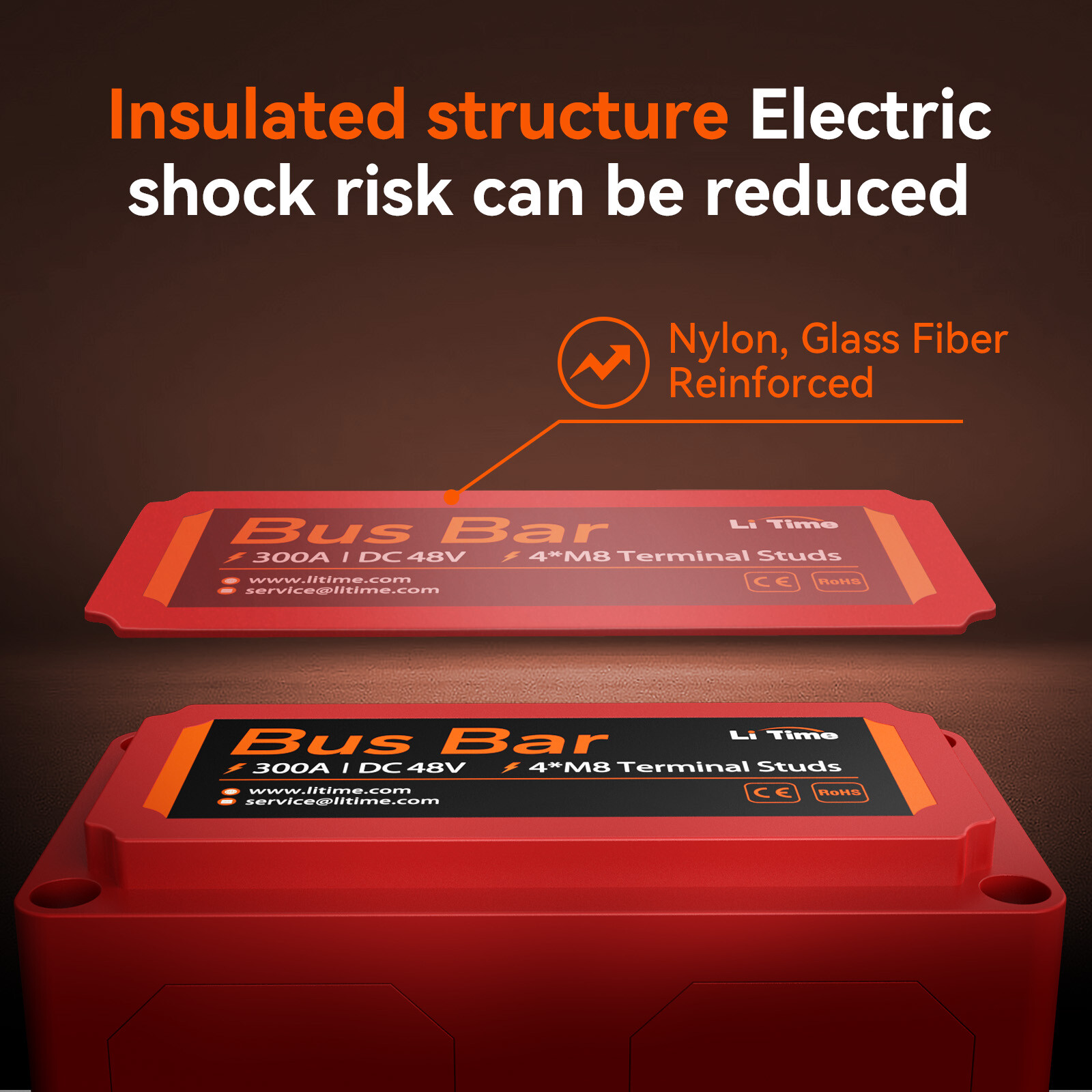 LiTime 300A Bus Bar for LiFePO4 Automotive Marine Solar Electrical System