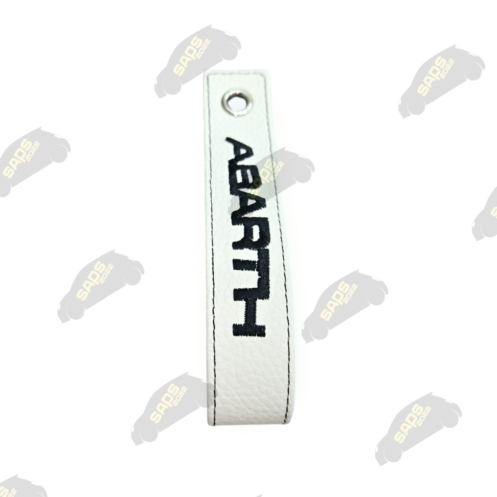 Abarth White / Black Stitch Leather Interior Boot Pull Strap Handle Fiat 500