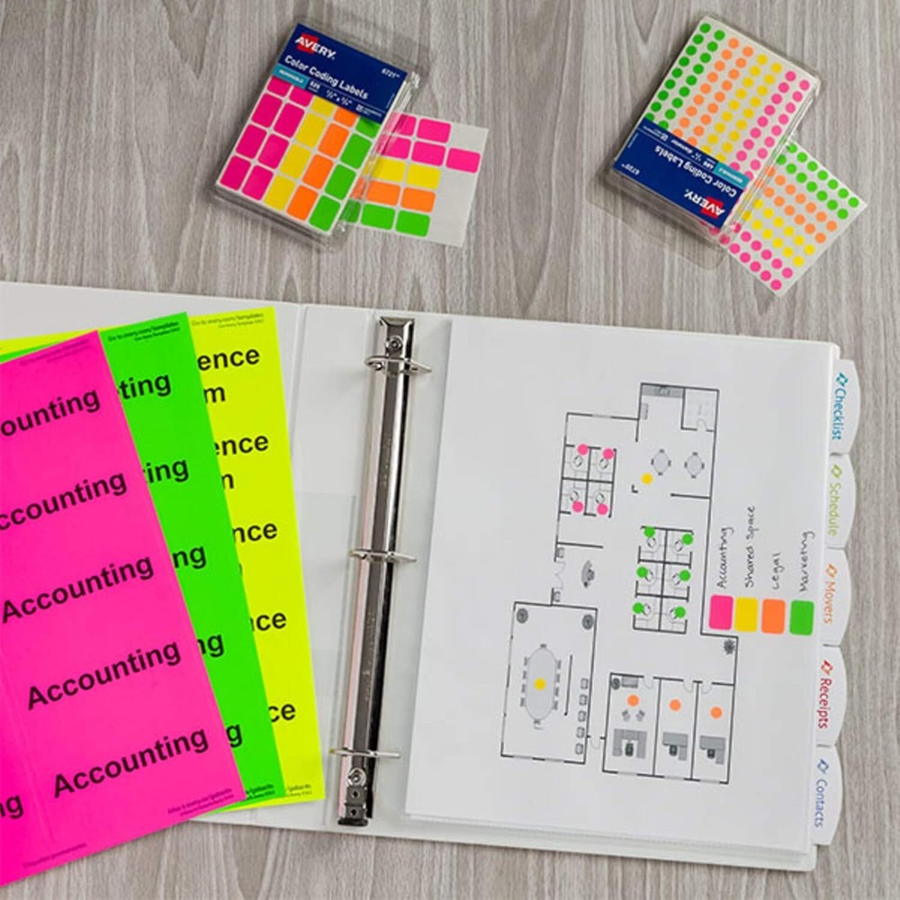 Removable Color Coding Labels, Rectangular, Assorted Colors, Pack of 525 (6721)