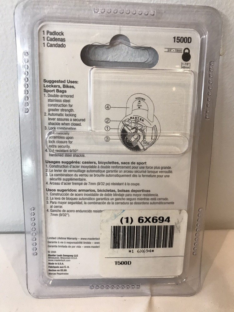 Master Lock Anti-Shim 3-Digit Combination Lock #1500D Black