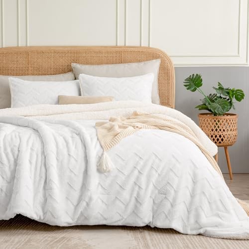 Fluffy Size Comforter Set - Super Soft Sherpa Comforter for Size King White